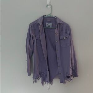 American Bazi Purple Distressed Jean jacket